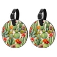 thumbnail image 1 of Cactus 2pcs PU Leather Round Bag Tags with Privacy Cover and Name ID Tag - Suitcase Tags for Travel Luggage, Handbags, Backpacks, School Bags, 1 of 6