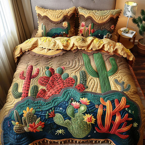 Cactus 3-Piece Quilted Bedding Set - Walmart.com