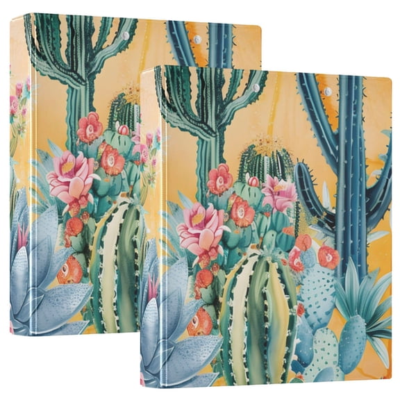 Cactus 3 Ring Binders 1.5 inch Hardcover File Folders with Interior Pockets A4 Size Organizer for School Office Hospital