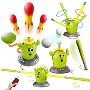 KNMDU 4-in-1 Musical Jump Cactus Toy Set with Ring Toss, Baseball, and Rocket Launcher, Active Play Indoor & Outdoor Toy for Kids Ages 4-8