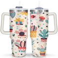 thumbnail image 1 of Cactus 40 Oz Tumbler with Handle Lid and Straw, Stainless Steel Double Walled Vacuum Insulated Cup, Cute Anniversary Wedding Birthday Gifts Tumbler for Women Men Friends Outdoor Indoor, 1 of 7