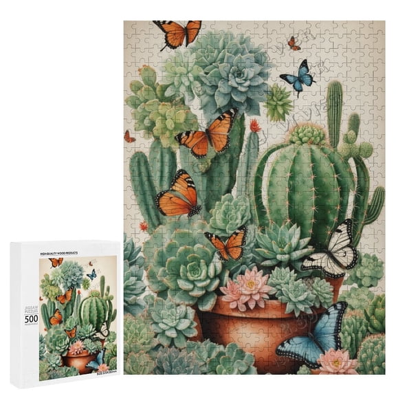 Cactus 500 Piece Jigsaw Puzzle for Adults Challenging Puzzle Perfect for Game Nights - Finished Puzzle Size is 20.5"x15.0", Wooden