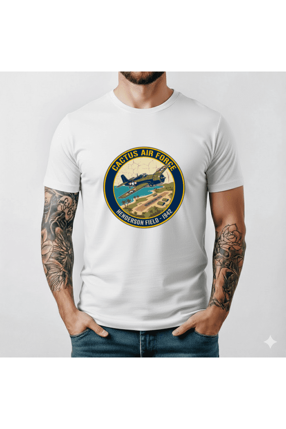 Cactus Air Force Henderson Field 1942 WWII Wildcat Art T Shirt Top,for unisex up to 5XL