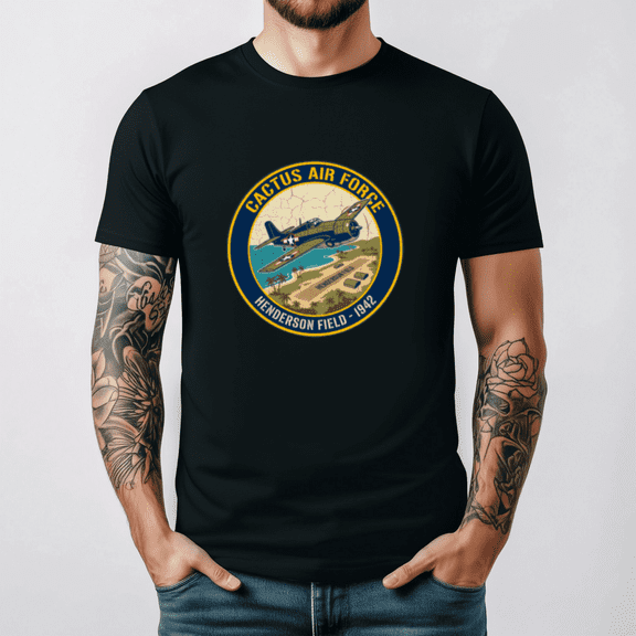 Cactus Air Force Henderson Field 1942 WWII Wildcat Art T Shirt Top,for unisex up to 5XL