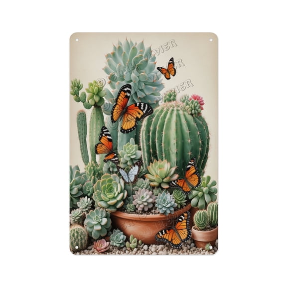 Cactus Aluminum Sign, 12x16 Inches, Fun Desert Decor for Living Rooms, Kitchens, and Garden Patios