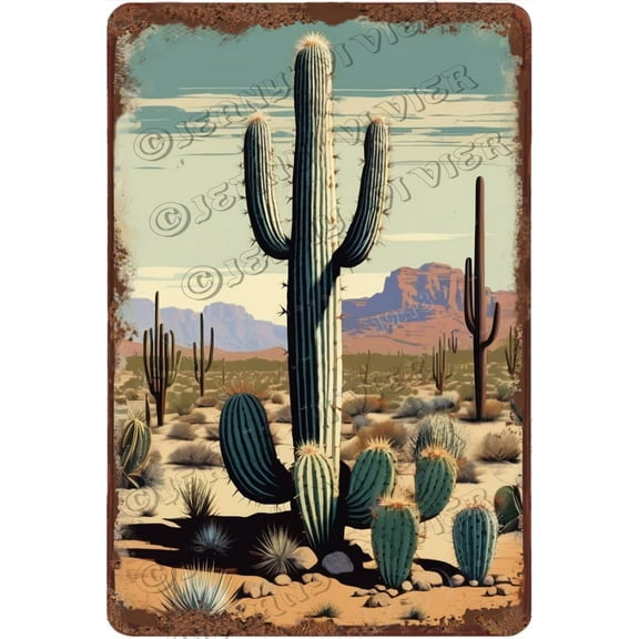 Cactus Aluminum Sign Cactus Garden Decor Metal Sign Rustic Farmhouse Cactus Decor Southwest Cactus Retro Poster for Cafes Club Pub Sign Cactus Gift 12x8 Inches