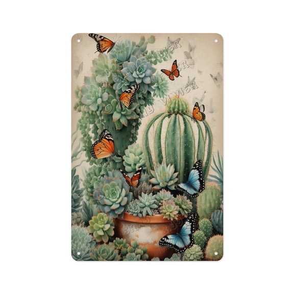 Cactus Aluminum Tin Sign, 5.5x8 Inches, Quirky and Stylish Desert-Inspired Decor for Indoor and Outdoor Spaces