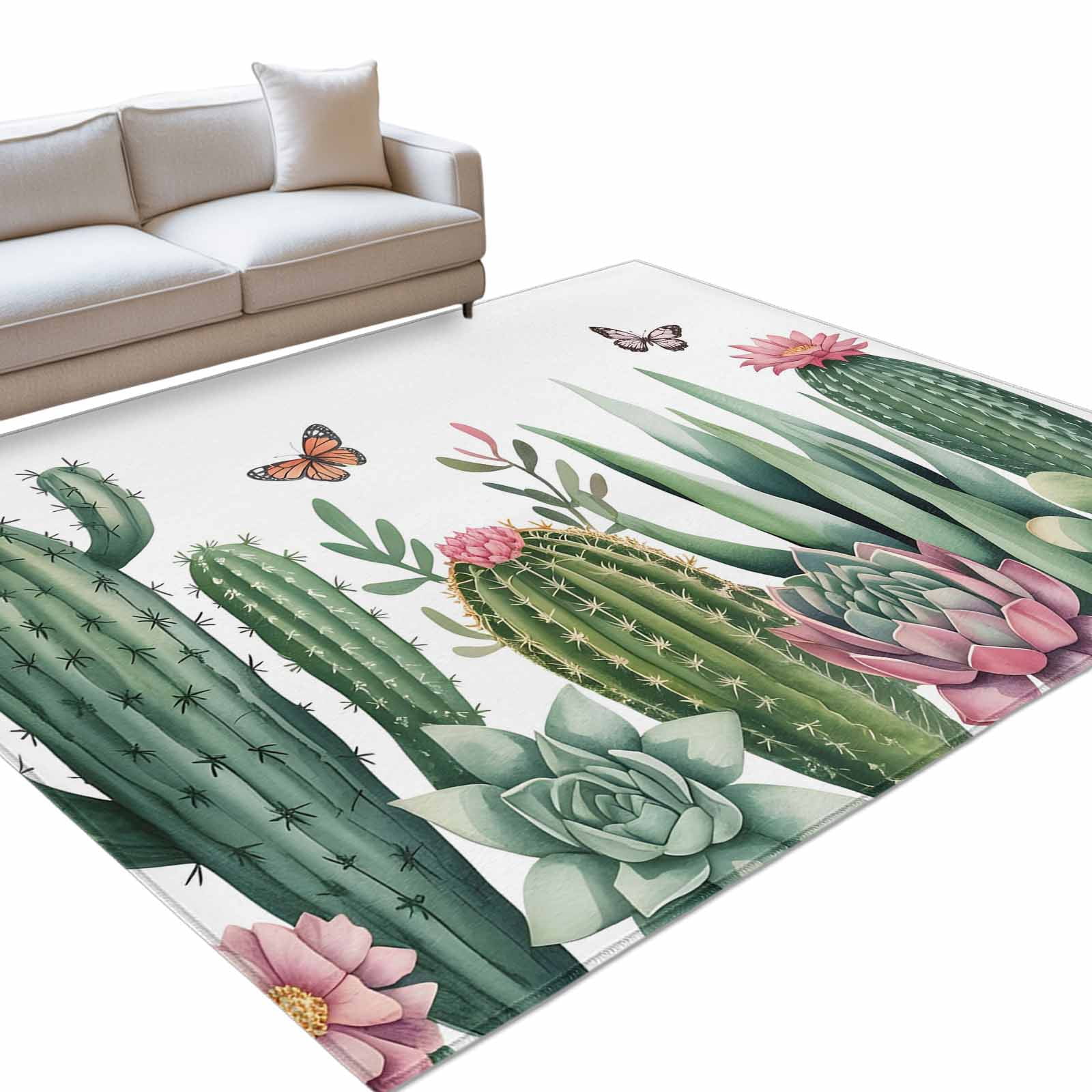 Cactus Area Rugs 5x8ft Butterfly Succulents Summer Tropical Plants ...