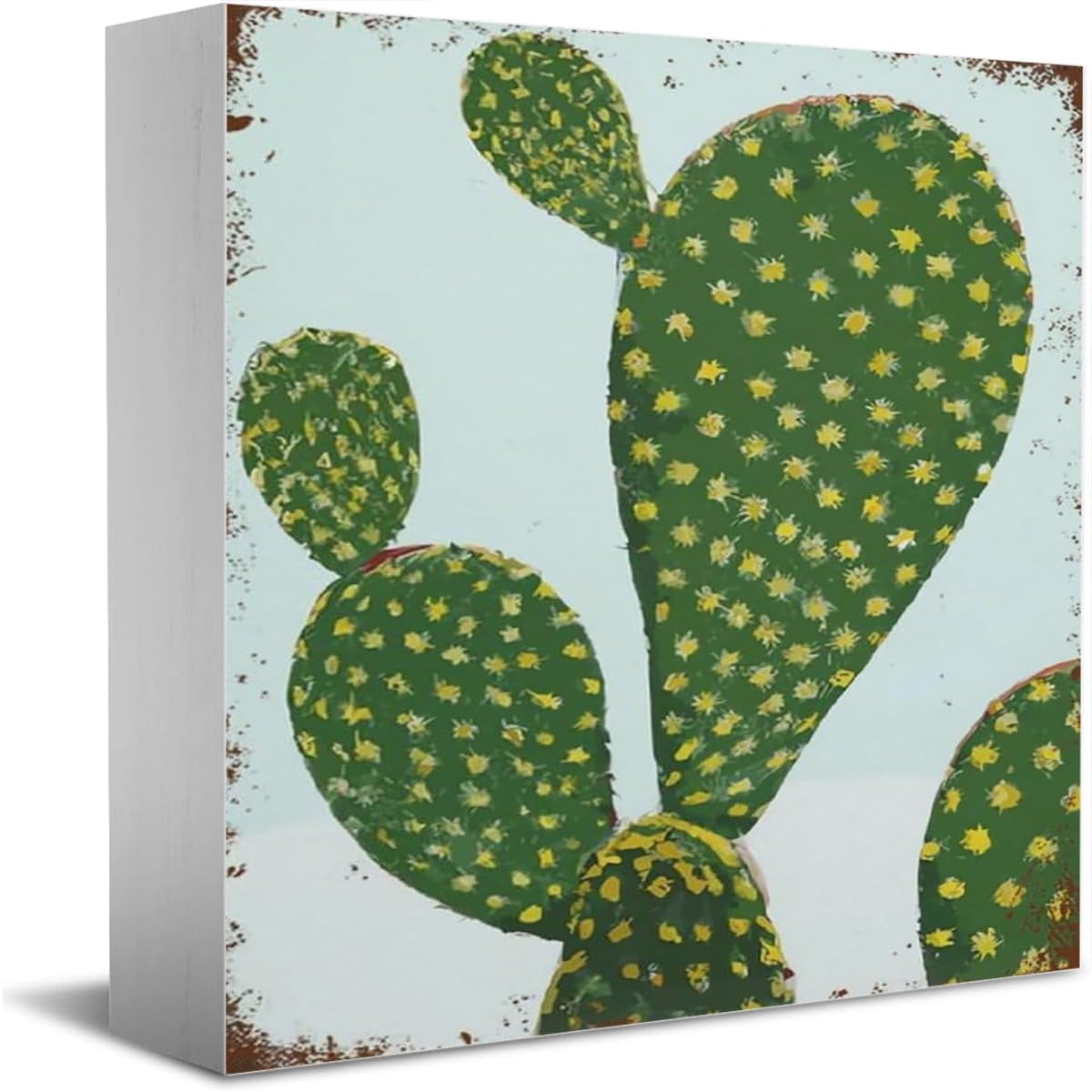 Cactus Art Gift Farmhouse Art Wooden Box Sign Sign Desk Decor