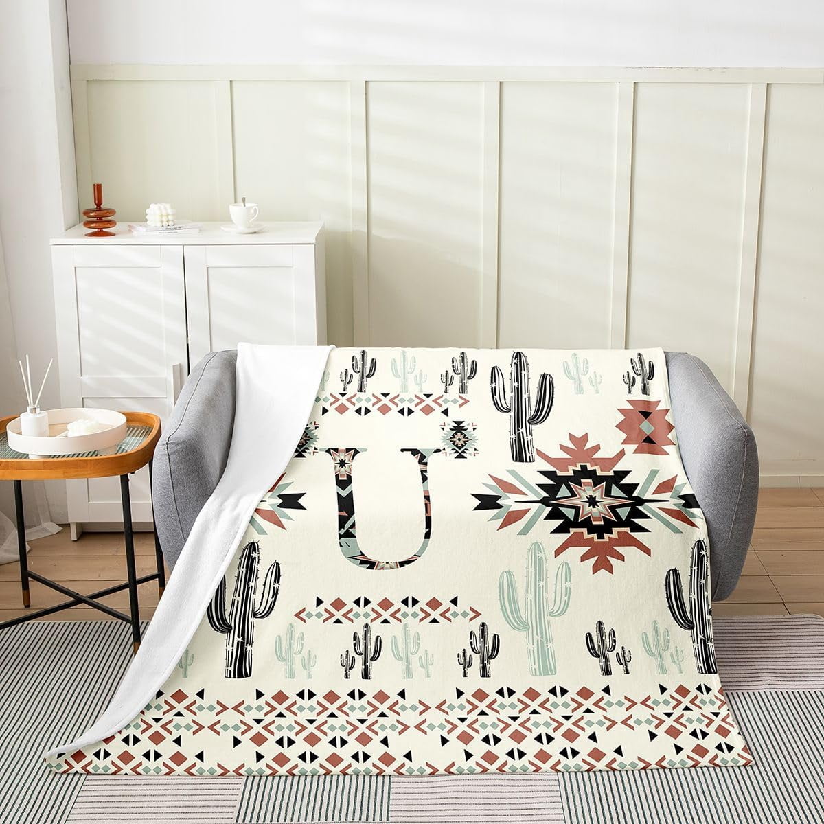 Cactus Aztec Monogram Blanket for Sofa - Walmart.com