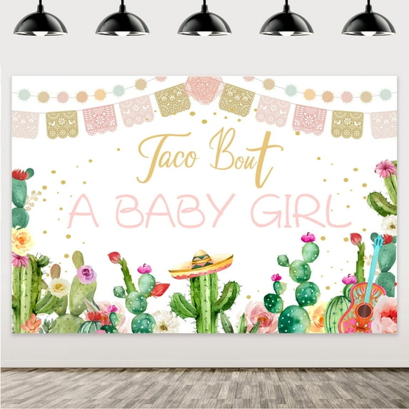 Cactus Baby Shower Decor Taco Bout a Baby Girl Backdrop Boho Fiesta Baby Mexican Kit for Party Decor