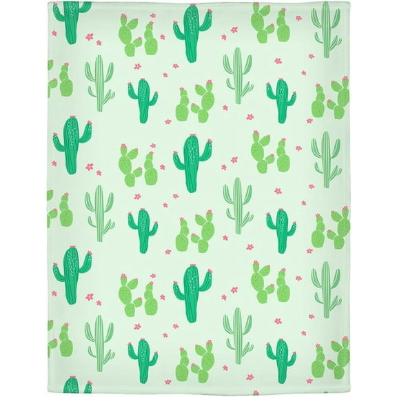 Cactus Blanket 40"x50" Green Fleece Blanket Soft Fuzzy Plush Throw Blankets Gifts for Men Women Girls and Boys