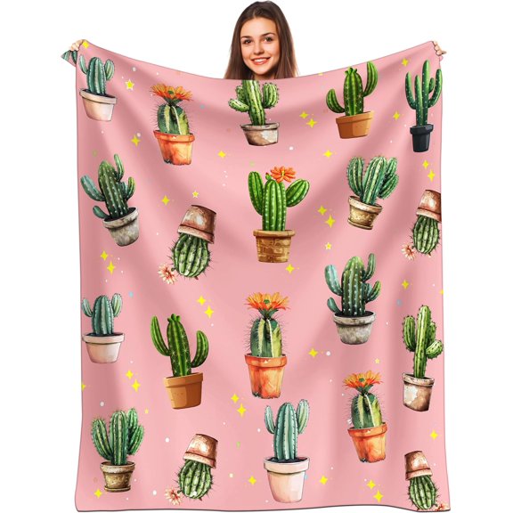 Cactus Blanket - Lovely Cactus Decor Blanket - Soft Lightweight Blanket - Succulent Plant Blanket - Blanket for Bed Sofa - 50X60in
