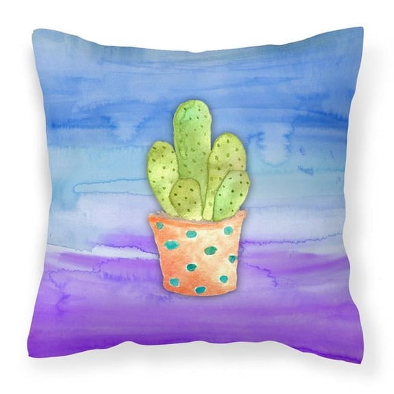Cactus Blue & Purple Watercolor Fabric Decorative Pillow