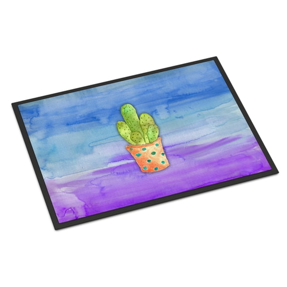 Cactus Blue and Purple Watercolor Door Mat