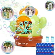 Cactus Bubble Machine ,Automatic Bubble Maker for Kids & Toddlers Outdoor Fun,500-1000 Bubbles Per Minute,With Music And Lights,Green,Christmas Gifts