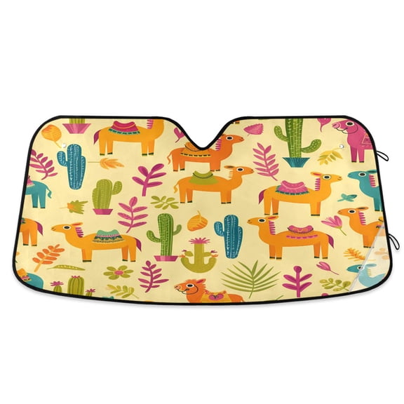 Cactus Camel Leaf Car Windshield Sun Shade Foldable Car Front Window Visor Heat and UV Protection 53x23.5
