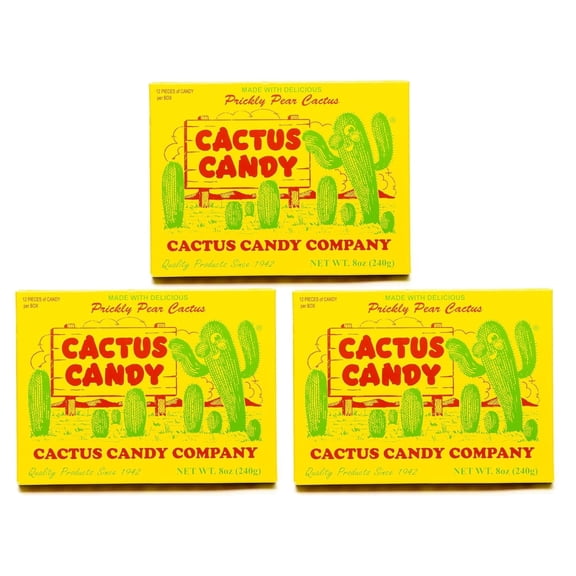 Cactus Candy Company 1/2 LB Box Arizona Prickly Pear Cactus Candy - Set of 3