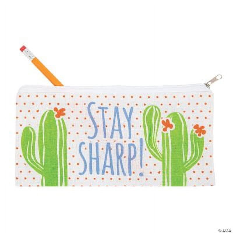 Cactus Canvas Pencil Cases, Birthday, Stationery, 12 Pieces