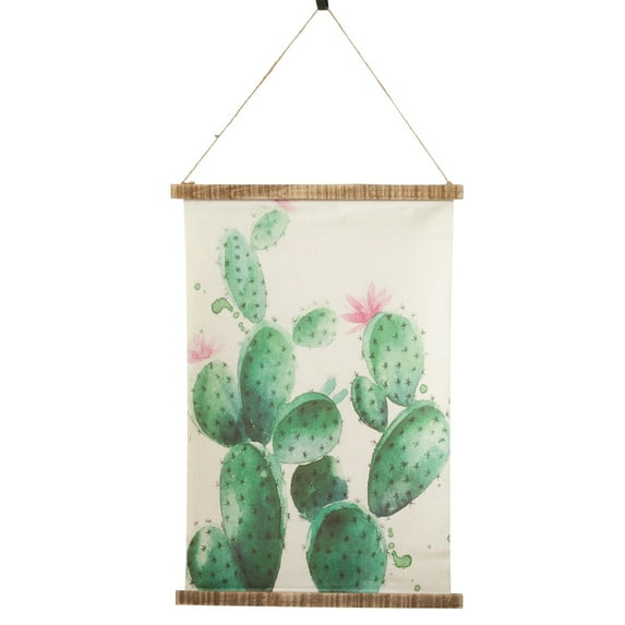Cactus Canvas Wall Hanging Art 100% Pure Linen Home Décor Wall Art Decorations, 19"W x 28"L (Style 3)