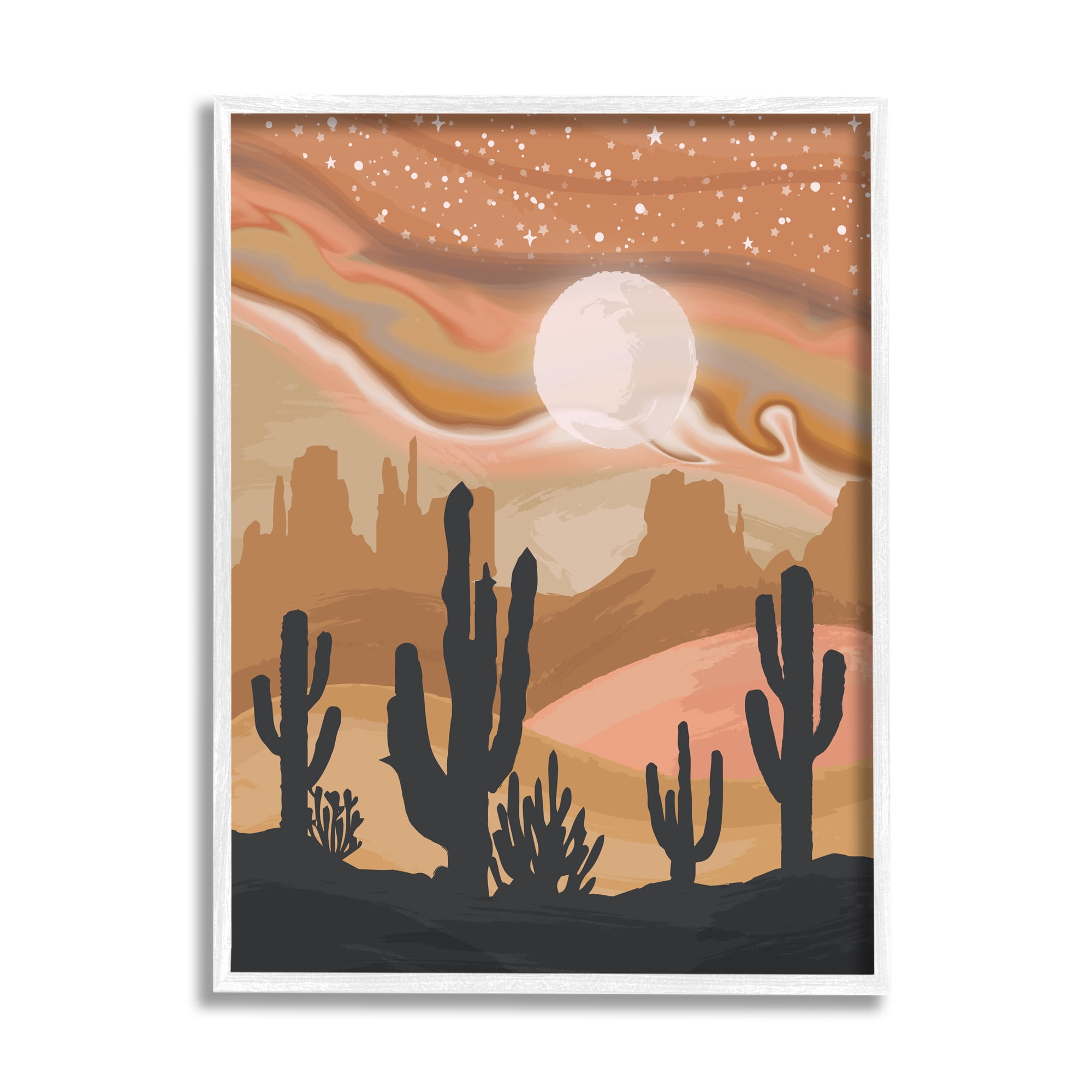 Cactus Canyon Sandstorm Landscape Lunar Borealis Starry Sky Landscape Graphic Art Framed Art Print Wall Art