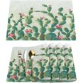 thumbnail image 1 of Cactus Cartoon Flowers Placemats Set of 6 Rectangle Table Mats Washable Heat-Resistant Place Mat for Kitchen Dining Table Decor Indoor Outdoor, 1 of 6