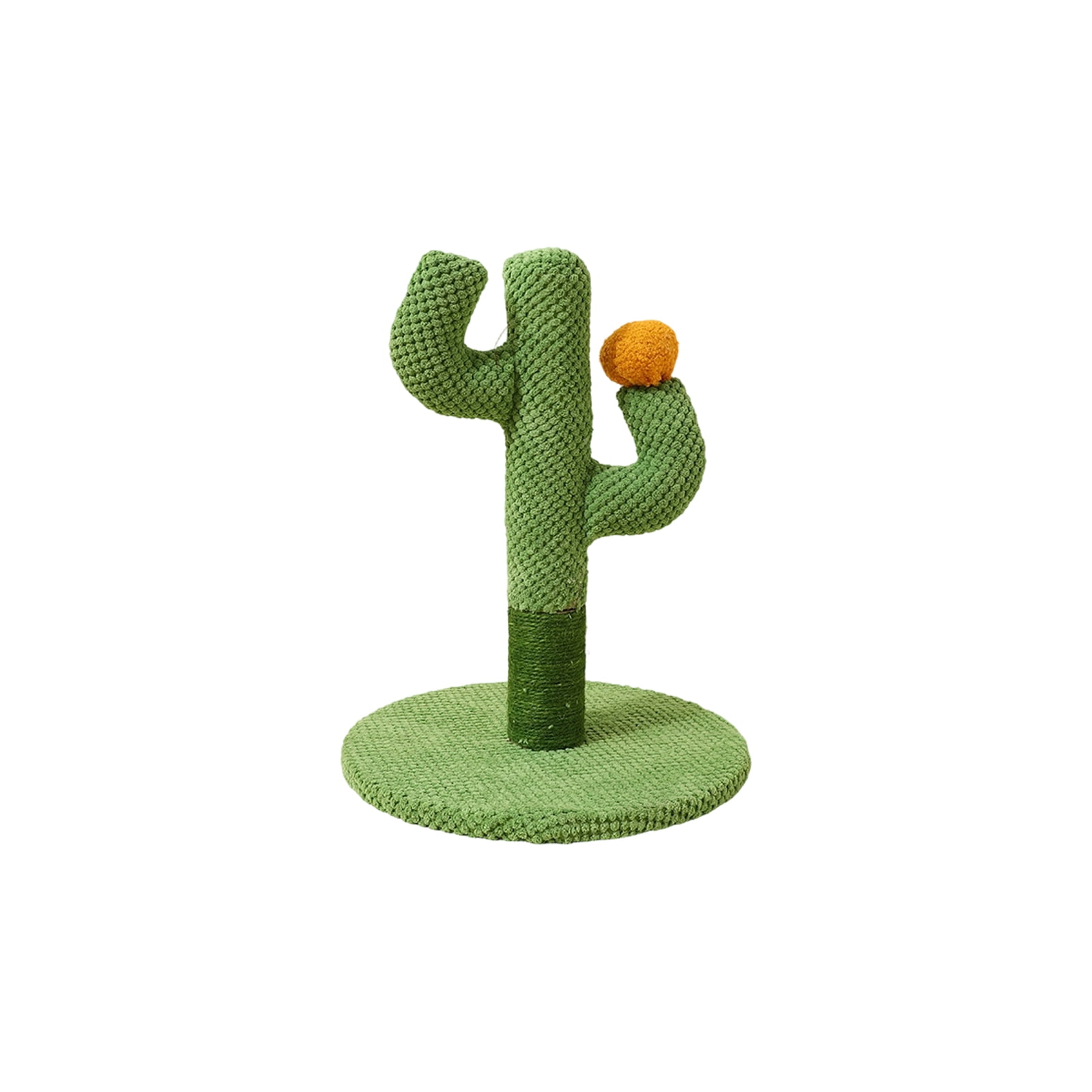 Cactus Cat Scratching Post with Sisal Rope, Stable Interactive Cat Tree with Hanging Ball for Indoor Cats, Durable Furniture Protector for Kittens and Adult Cats, Green Pet Toy, S