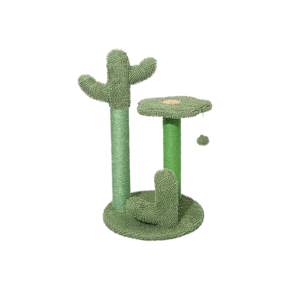 Cactus Cat Tree, Sisal Cat Scratcher, 32 in Tall, Sisal Rope for Cat Scratcher, Cat Scratch Post for indoor Cats, Green Plush, Round Base, Hanging toy, 1 Pc (168 Chars)