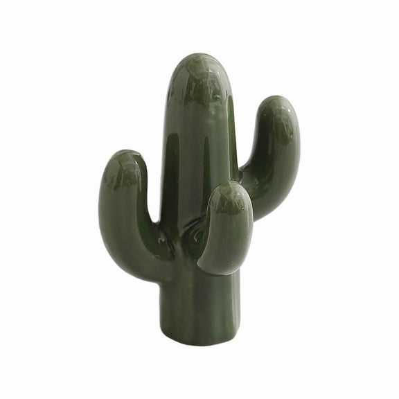 Cactus Ceramic Small Ornament, Lifelike Simulated Plant Styling Design, Desktop Figurine for Office Table Layout, Living Room Decor and Home Indoor Greenery Decoration