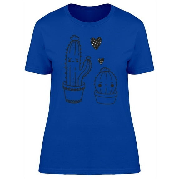 Cactus Couple In Love B&W T-Shirt Women -Image by Shutterstock, Female Large