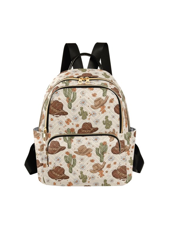 Cactus Cowboy Hat Fashion Backpack for Women Lightweight College Travel Casual Daypack