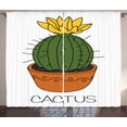 thumbnail image 1 of Ambesonne Cactus Curtains 2 Panel Set, Plant with Yellow Flower, 108" x 90", Orange Green Yellow, 1 of 3