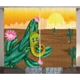 thumbnail image 1 of Ambesonne Cactus Curtains 2 Panel Set, Cartoon Desert Landscape, 108" x 96", Multicolor, 1 of 2