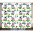thumbnail image 1 of Ambesonne Vintage Curtains 2 Panel Set, Mexican Plant Cactus, 108" x 63", Pink Green and Blue, 1 of 3