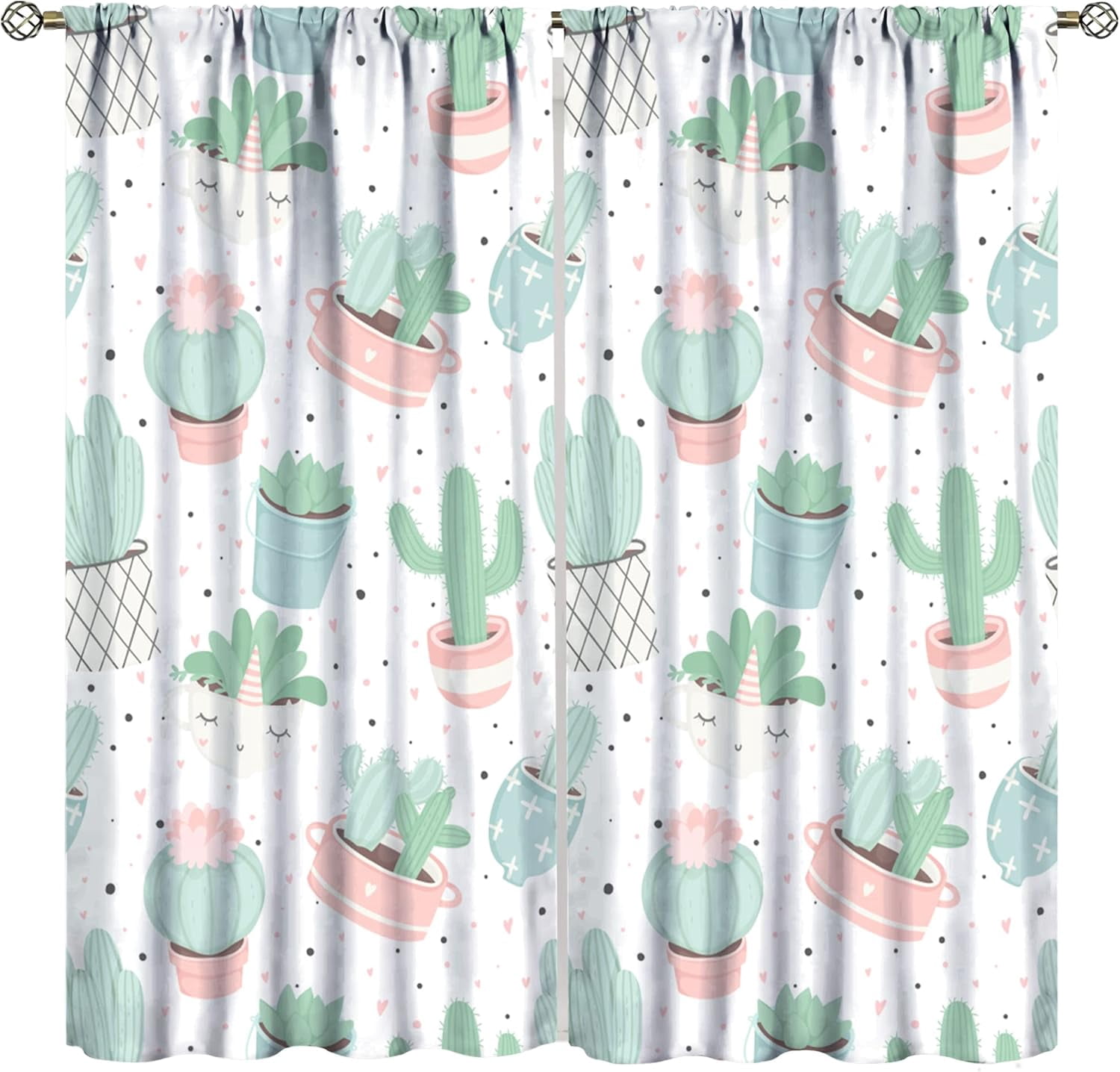 Cactus Curtains, Cute Bohemian Style Tropical Plant Pattern, Kids Boys ...