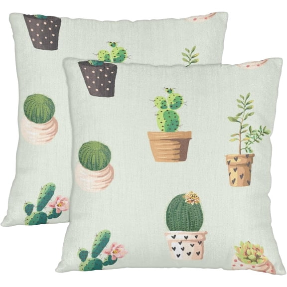 Cactus Cute Pillow Cover -18 * 18 in Set of 2 Home Art Decor - Durable, Fade-Resistant, and Versatile for Indoor and Outdoor Use for Family and Friends