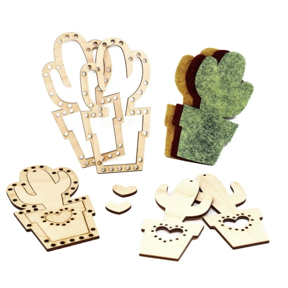 Cactus - DIY Weaving loom Set - 4.5 x 2.5 inch ornament mini loom Weaving Craft kit for kids and adults - Made in USA