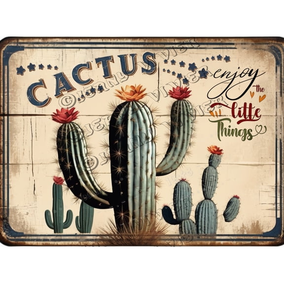 Cactus Decor - Bathroom Wall Art & Decor - Green Plant Decor - Room Wall Decor Retro Metal Tin Sign Vintage Aluminum Sign for Home Coffee Wall Decor 12"x16"