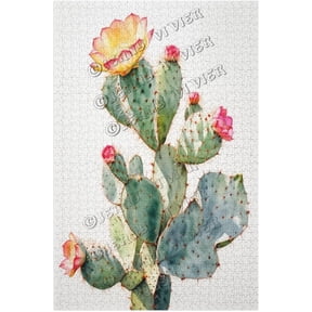 Cactus Decor Opuntia 1000 Piece Wooden Jigsaw Puzzle Serene Puzzle for Adults with Opuntia Design Ideal for Stress Relief and Display