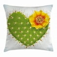 thumbnail image 1 of Cactus Decor Throw Pillow Cushion Cover, Thorny Cactus in the Shape of Heart and Yellow Flower Opuntia Spikes, Decorative Square Accent Pillow Case, 20 X 20 Inches, Green Yellow Orange, by Ambesonne, 1 of 2