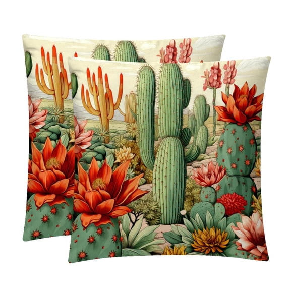 Cactus Decorative Pillows Covers Set of 2 - Unique Patterns, 16x16, 18x18, 20x20 Inches - Throw Pillow Covers for Home Decor, Bedroom, Living Room for Various Occasions