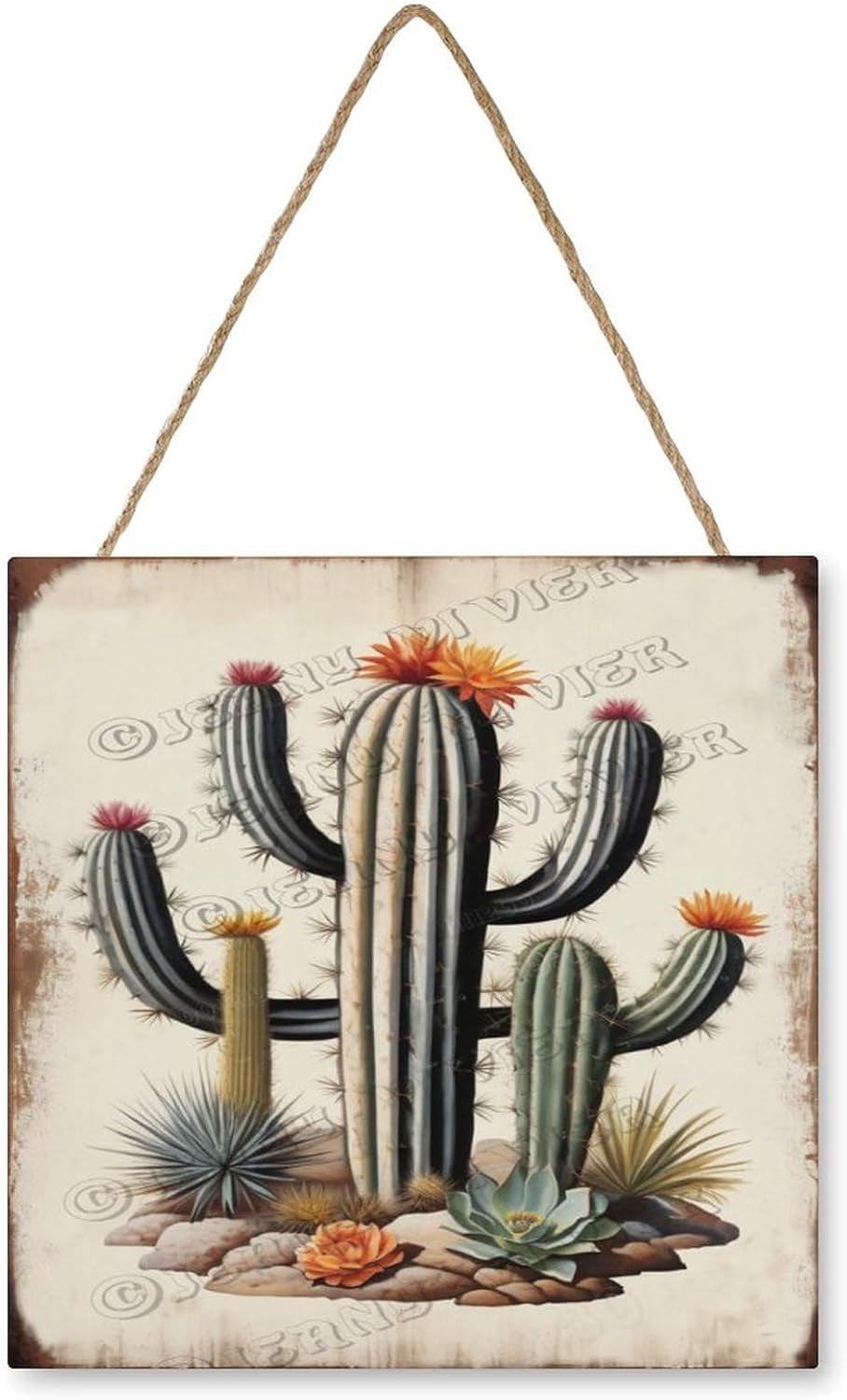 Rustic Cactus Sign Cactus Decorative Wood Hanging Wood Plaque, Rustic Door Sign, Wall ...
