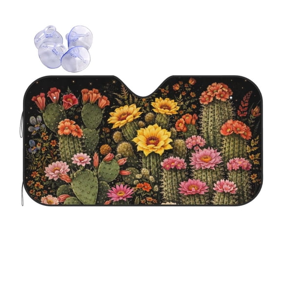 Cactus Desert Botanical Car Windshield Sun Shade Universal Fit Auto Sun Visor Protector