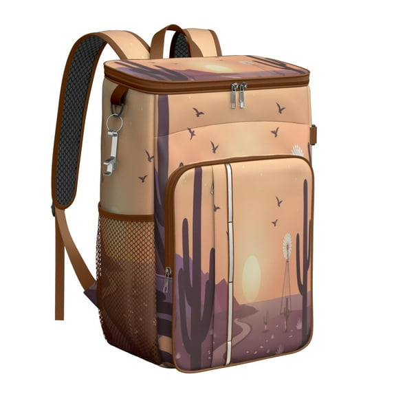 Cactus Desert Cooler Backpack Insulated Waterproof Leak Proof Backpack Cooler Lightweight Lunch Picnic Camping Backpack Cooler for Office Workers Outdoor Enthusiasts