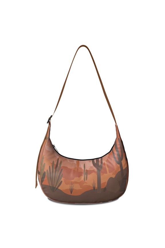 Cactus Desert Crescent Crossbody Bag for Women Moon Shoulder Bag for Shopping Hiking Cycling Gym