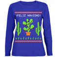 thumbnail image 1 of Cactus Desert Feliz Navidad Ugly Christmas Sweater Ladies' Relaxed Jersey Long-Sleeve Tee Royal 2XL, 1 of 1