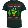 thumbnail image 1 of Cactus Desert Feliz Navidad Ugly Christmas Sweater Mens T Shirt Forest Green SM, 1 of 1