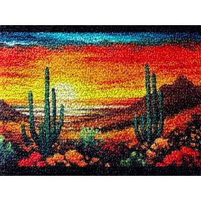 Cactus & Desert Latch Hook Kits Rug DIY Cushion Tapestry Making Crochet Hook Mat Making Kits Color Preprinted Pattern Canvas DIY Carpet Needlework Crochet Kits 52x38cm (cll-47)