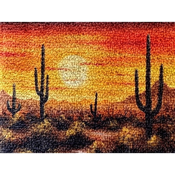 Cactus & Desert Latch Hook Kits Rug DIY Cushion Tapestry Making Crochet Hook Mat Making Kits Color Preprinted Pattern Canvas DIY Carpet Needlework Crochet Kits 52x38cm (cll-44)
