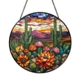 Cactus Desert Suncatcher Sunset Bloom Window Display, Faux Stained ...